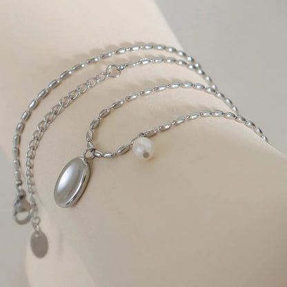 Elliptical brand niche commuting fashion titanium steel necklace women&