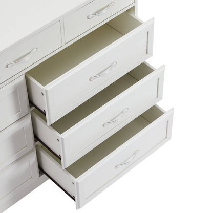 Bedroom dresser 9 drawer long dresser with antique handles wood chest of drawers for kids room 47.56&