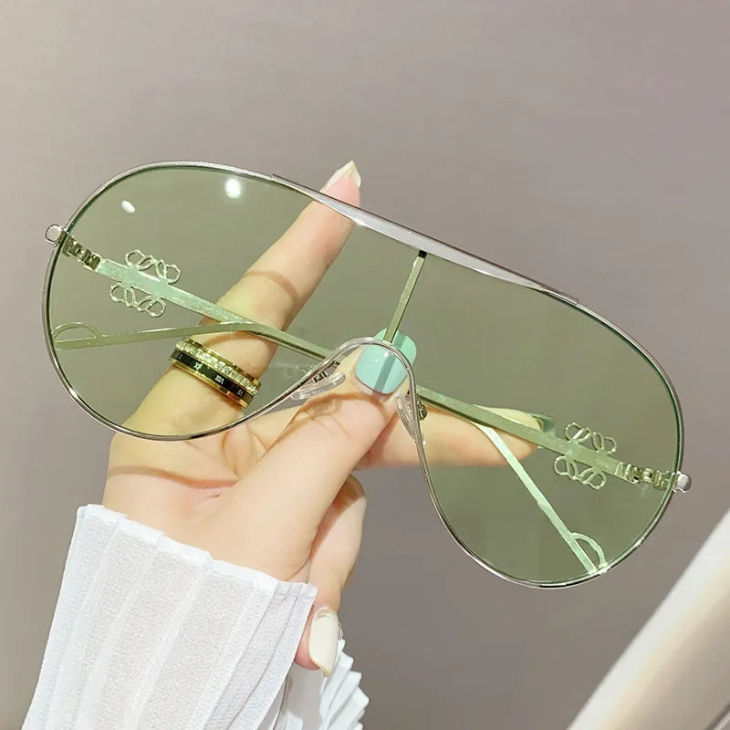 Metal one-piece sunglasses, one-piece large-frame sports goggles, cycling windproof sunglasses, men&