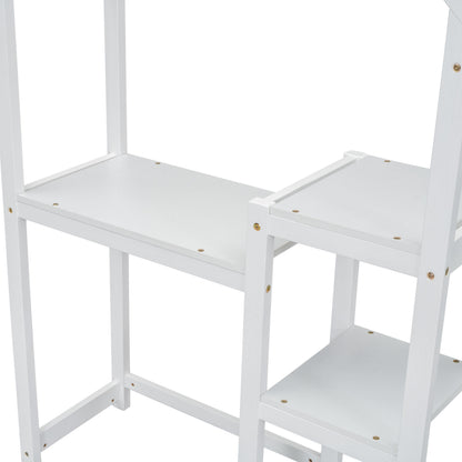House-shaped Wooden writing Desk,Kids study Table,Bookshelf &amp; Toy Storage,White