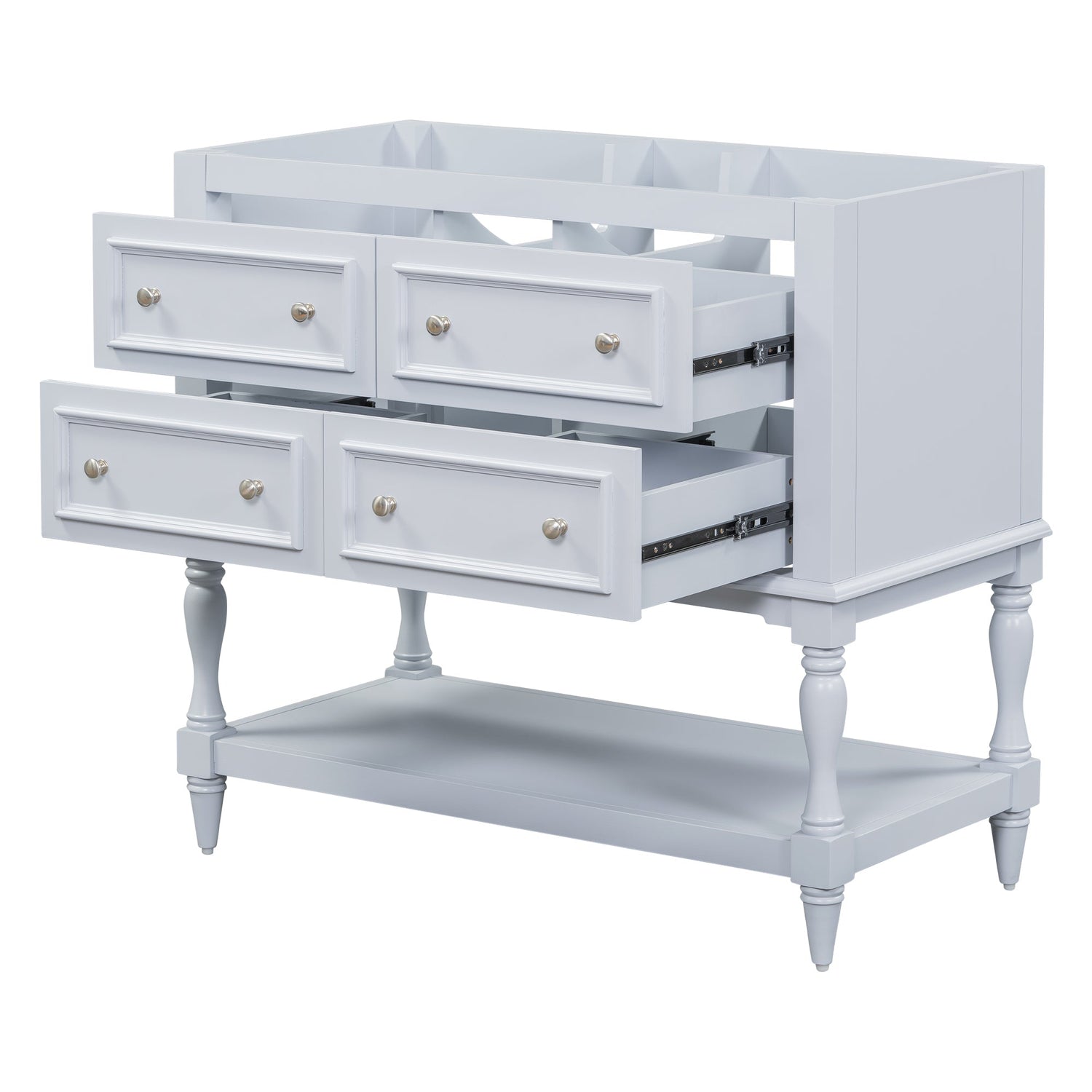 36" Bathroom Vanity Cabinet without Sink Standing Vanity Set with 4 Drawers&amp; Soft Closing Doors Blue (NOT INCLUDE BASIN SINK)
