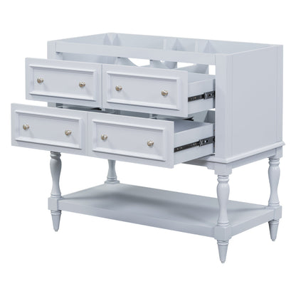 36" Bathroom Vanity Cabinet without Sink Standing Vanity Set with 4 Drawers&amp; Soft Closing Doors Blue (NOT INCLUDE BASIN SINK)