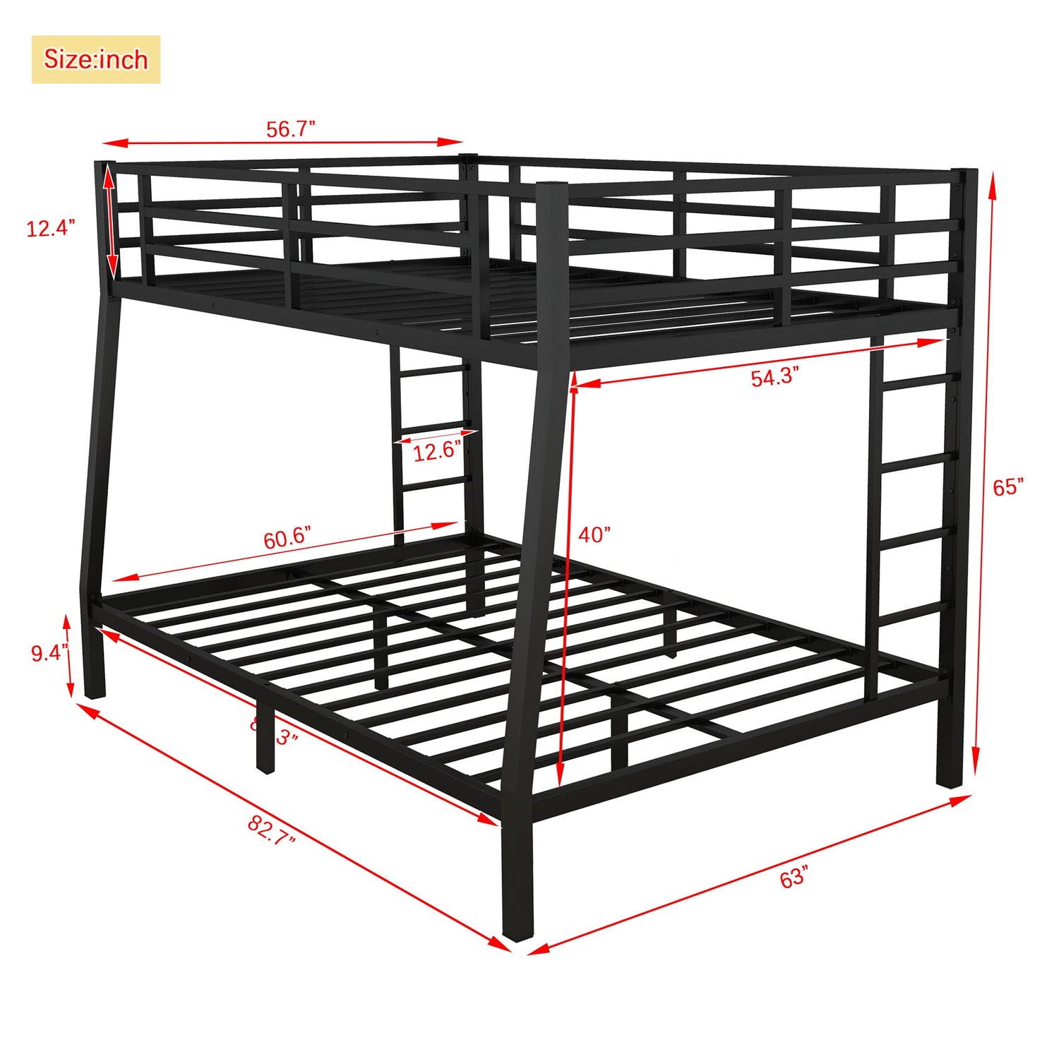 Metal Full XL over Queen Bunk Bed for Teens and Adults,Space-Saving/Noise Reduced/No Box Spring Needed