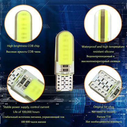 2PCS T10 W5W LED car interior light COB marker lamp 12V 168 194 501 Side Wedge parking bulb canbus auto for lada car styling