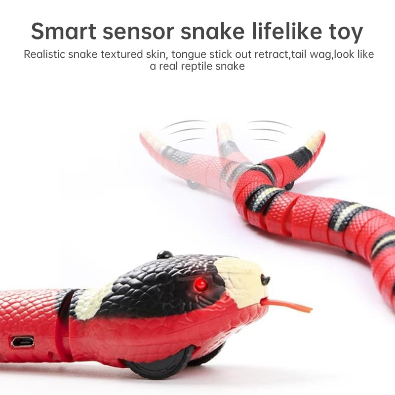 USB Rechargeable Interactive Cat Toy with Smart Sensing, an Automatic Electronic Snake for Kittens&