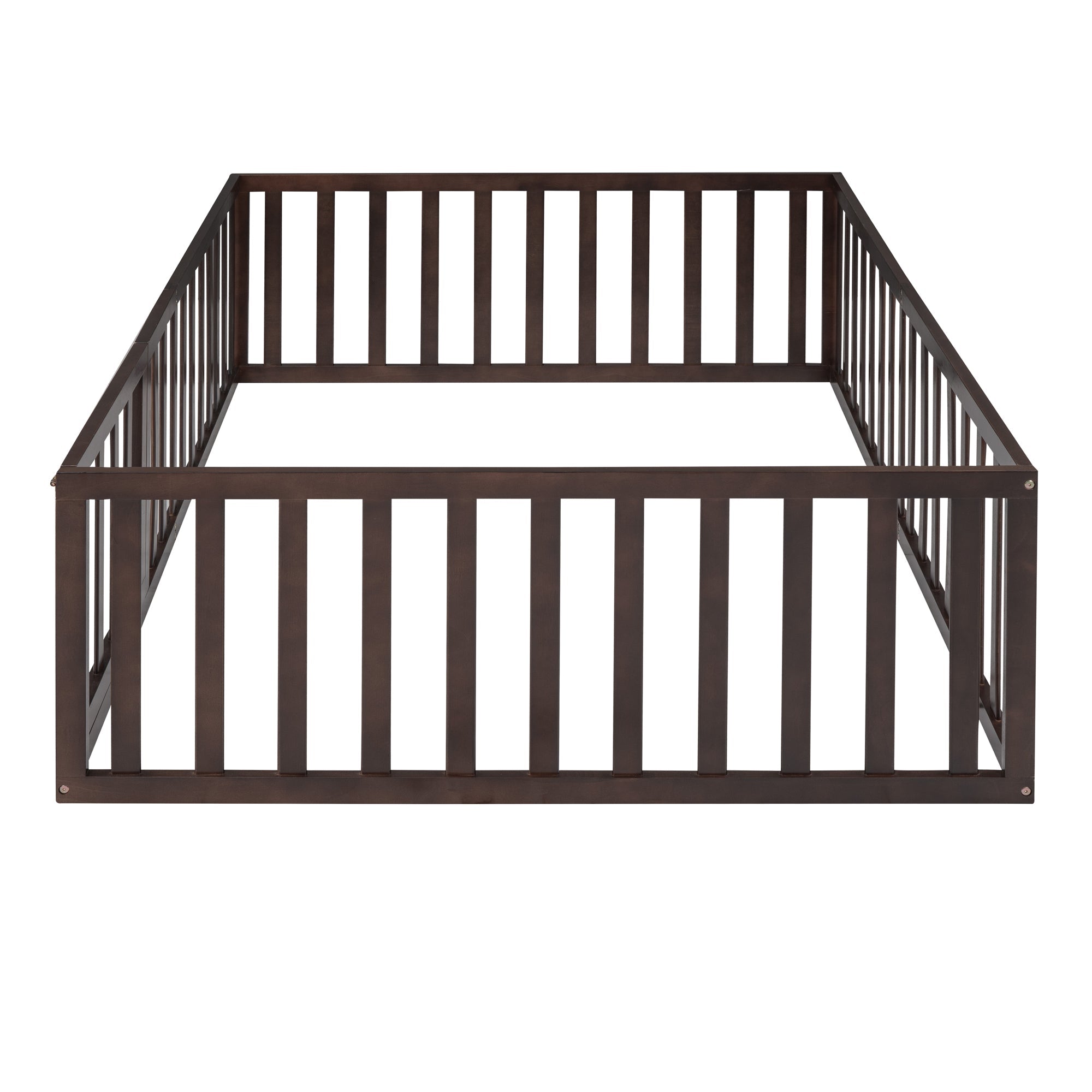 Full Size Wood Daybed Frame with Fence Walnut(OLD SKU:WF289662AAL)