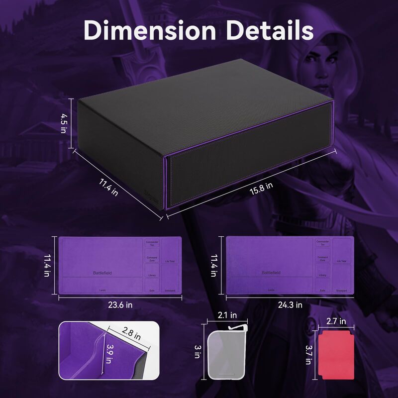 3800+ Capacity Card Storage Box. Includes 20 Dividers, 5 Supporters, Leather Magnetic Closure. Great for YuGiOh &amp; MTG Cards.
