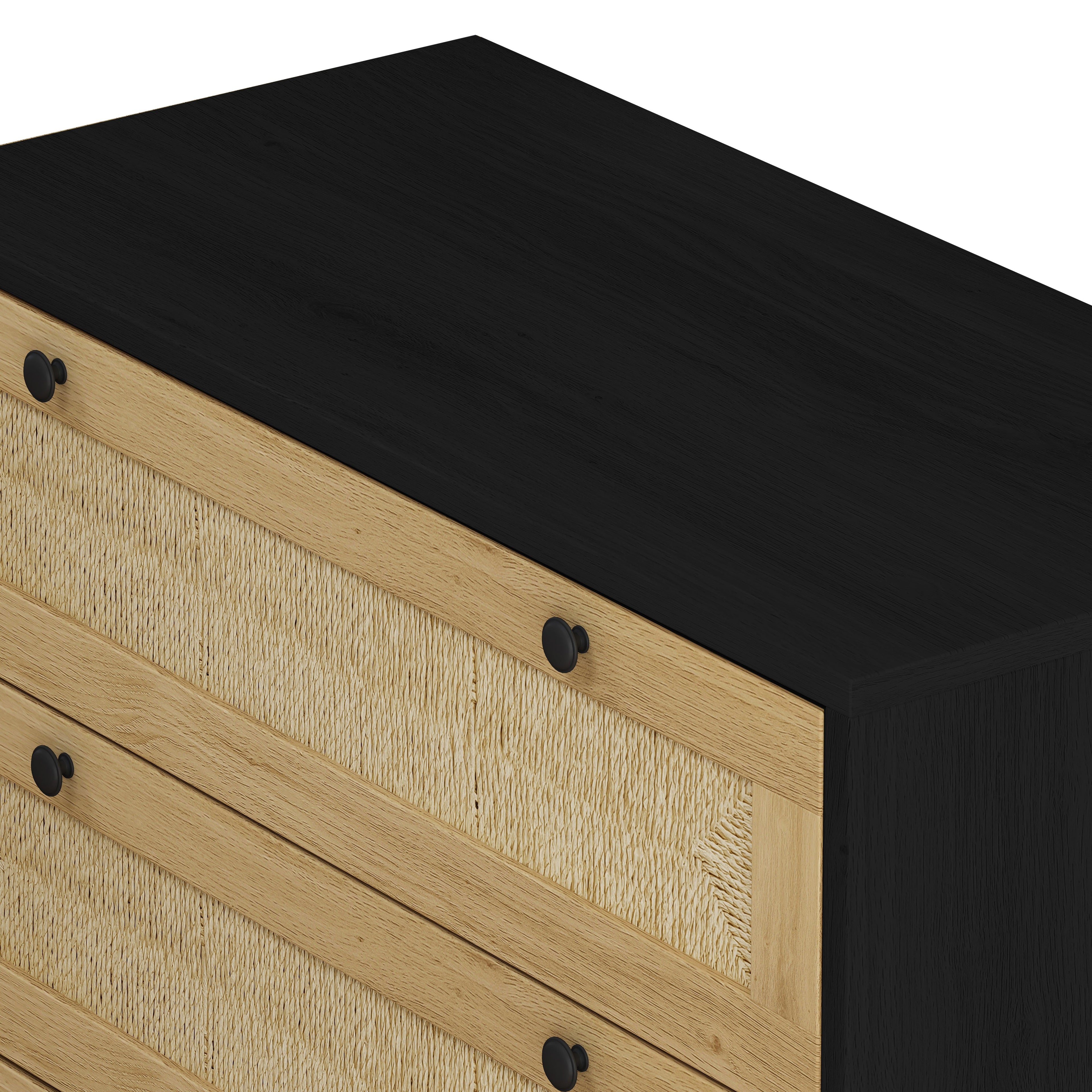 30.31"3-Drawers Storage Cabinet Rope Woven Drawer,for Bedroom,Living Room,Dining Room,Hallways,Black
