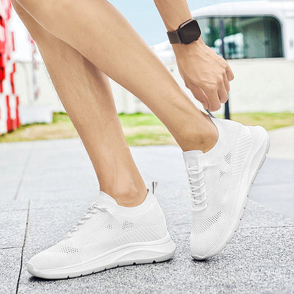 Indoor height increasing sports and leisure shoes for men white invisible height increasing shoes 7CM