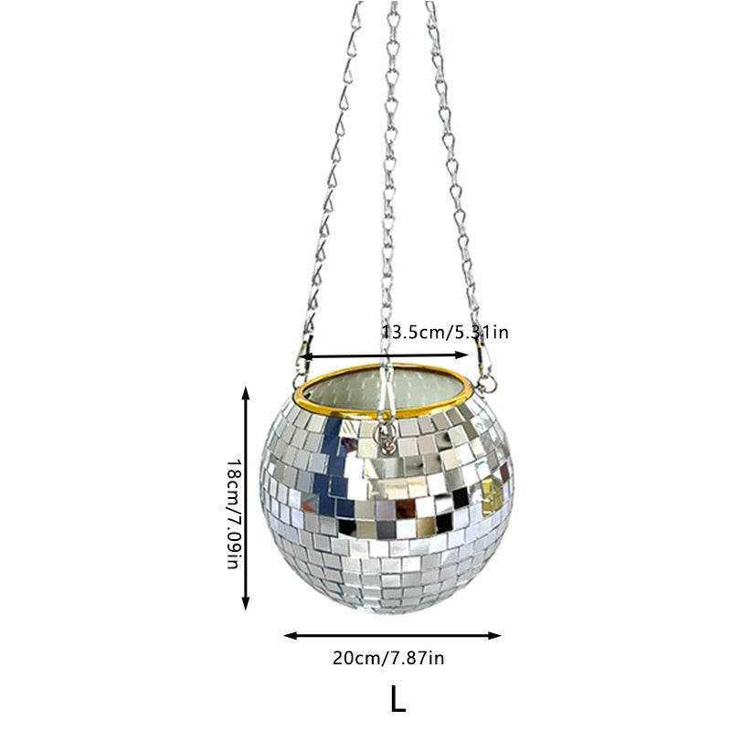 Hanging mirror shaped plastic flower pots gardening baskets disco flower pots