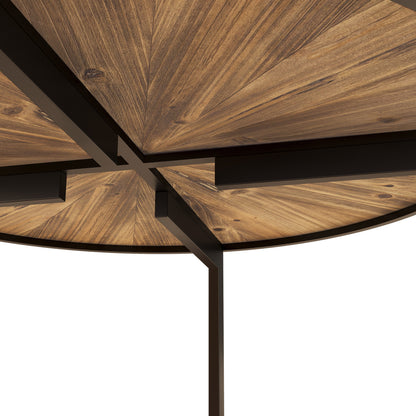31.5 "Round Coffee Table Stand Wooden Double Layer Coffee Table with Open Storage Space and Metal Table Legs