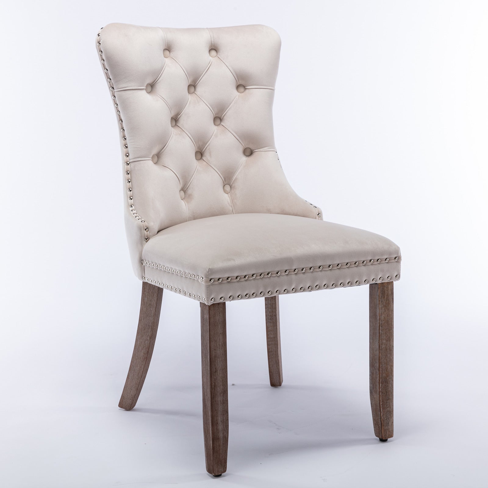 Nikki Collection Modern High-end Tufted Solid Wood Contemporary Velvet Upholstered Dining Chair 2-Pcs SetBeige