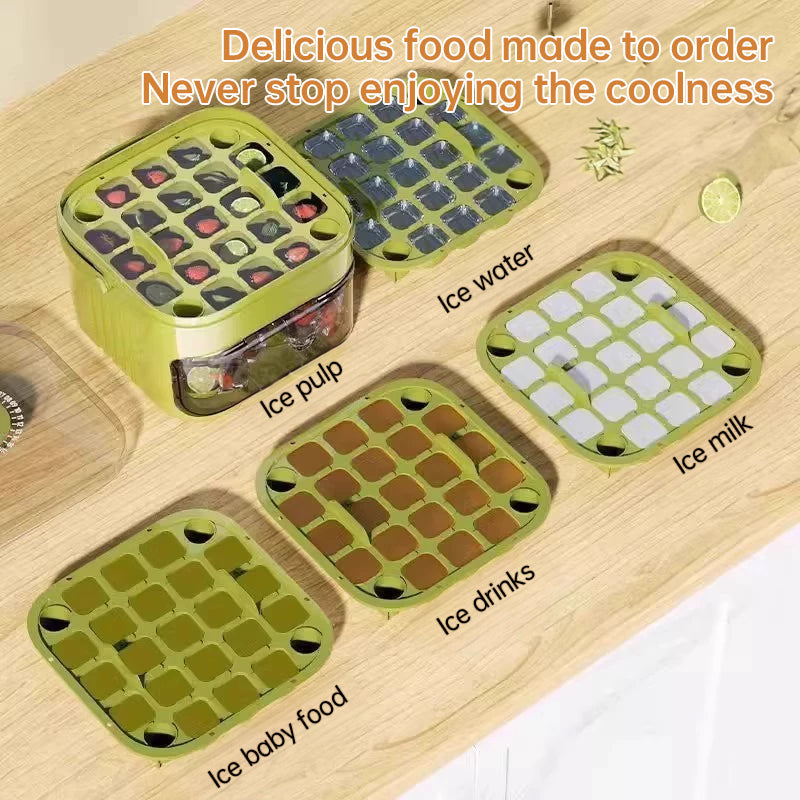 50-grid ice maker with new large capacity - household food-grade plastic double-layer ice storage barrel &amp; ice ball mold set