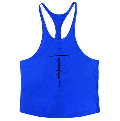 Pure cotton bodybuilding and fitness vest muscle men&