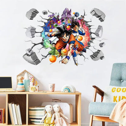Riman Dragon Ball 3D Wall Sticker Corridor Layout Decorative Sticker Super Saiyan Cartoon DIYSticker Son Goku Children&