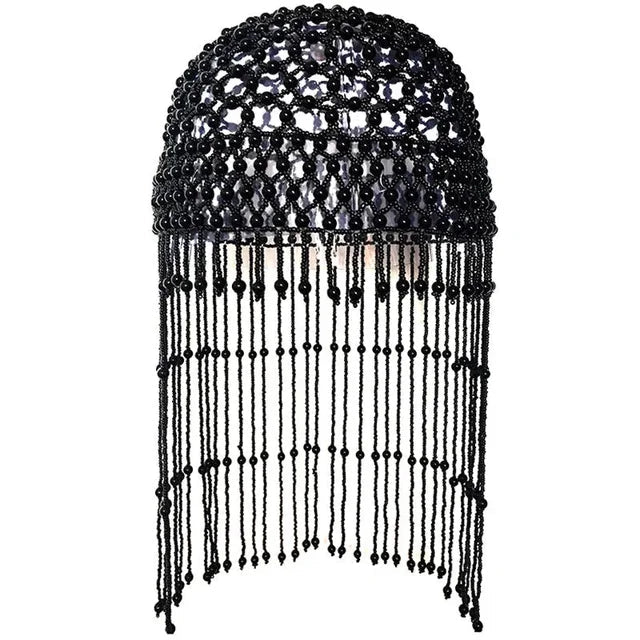 Handmade hollowed out headpiece performance pearl tassel hat