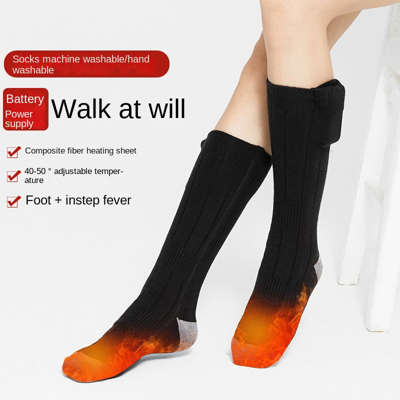 Heating socks, warm electric socks, USB charging long tube skiing socks, men&