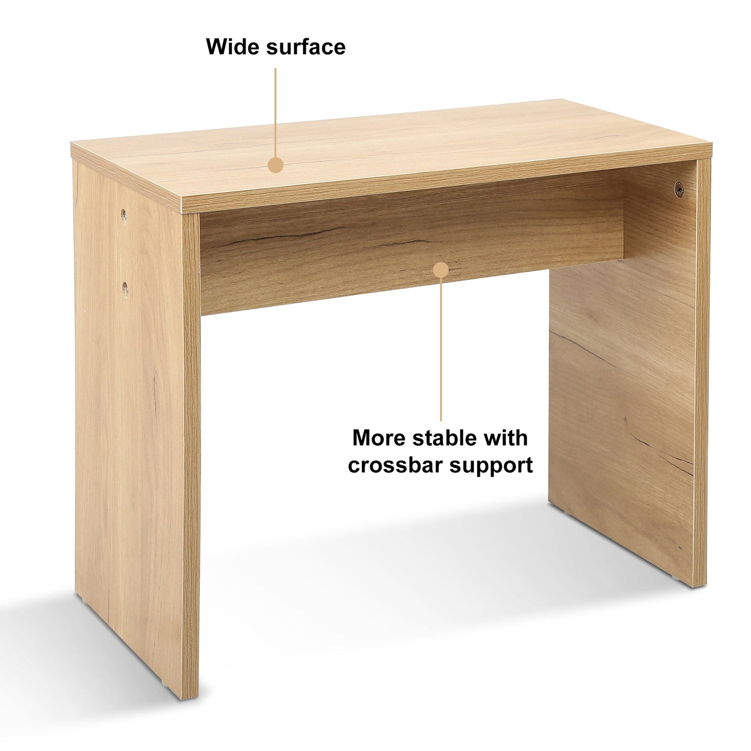 Vanity Desk Set Stool &amp; Dressing Table with LED Lighting Mirror Drawer and Wood Cosmetic Table Chest of Drawers Nature Color