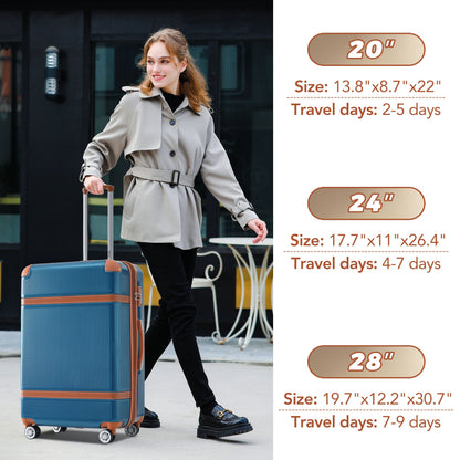 Hardshell Luggage Sets 3 Piece double spinner 8 wheels Suitcase with TSA Lock Lightweight 20&
