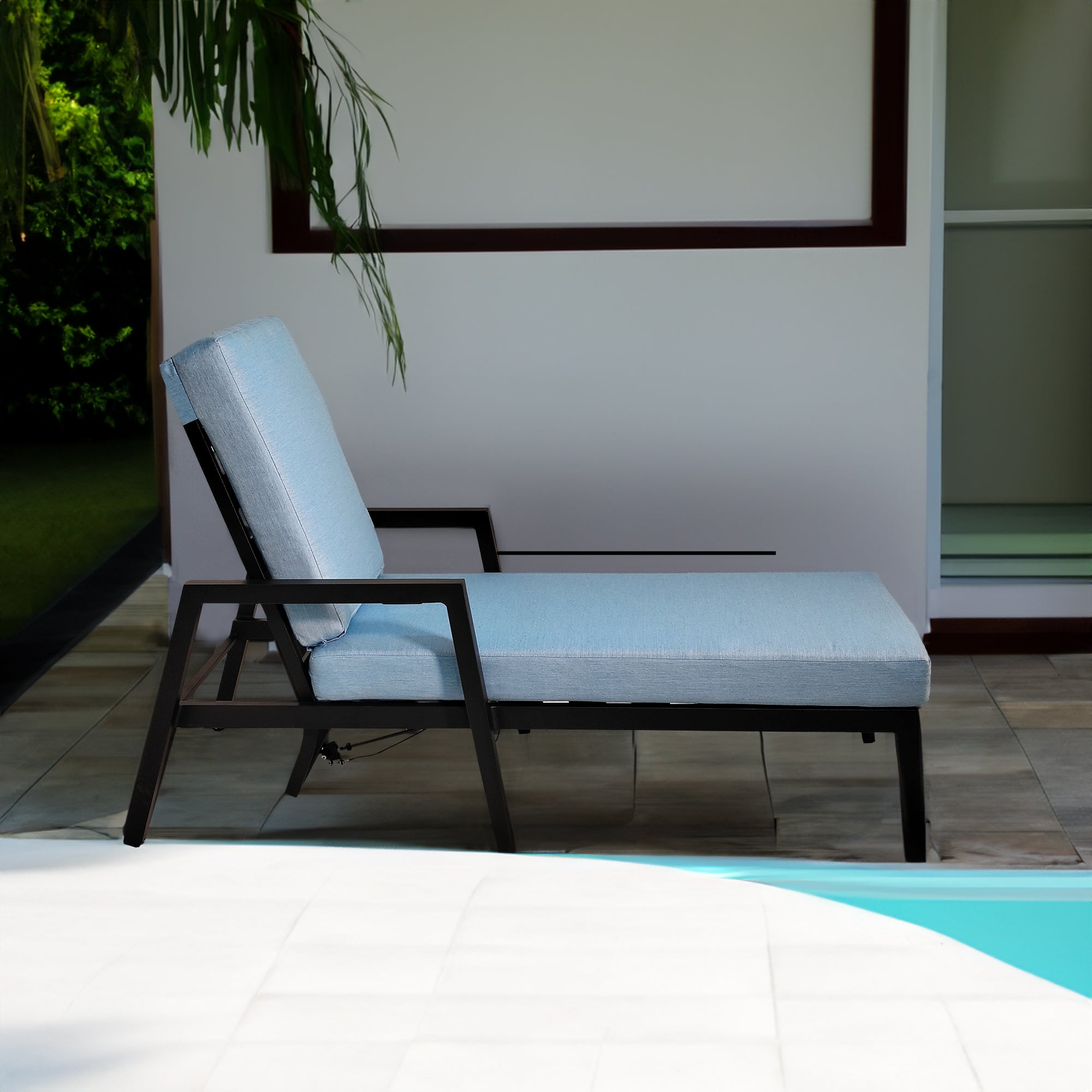 3PC Outdoor Aluminum Patio Furniture Chaise Lounge Set 2 Chaise &amp; 1 End Table