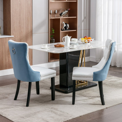 A&amp;A Furniture Nikki Collection Modern High-end Tufted Solid Wood Contemporary PU 2-Pcs Set White+Light Blue