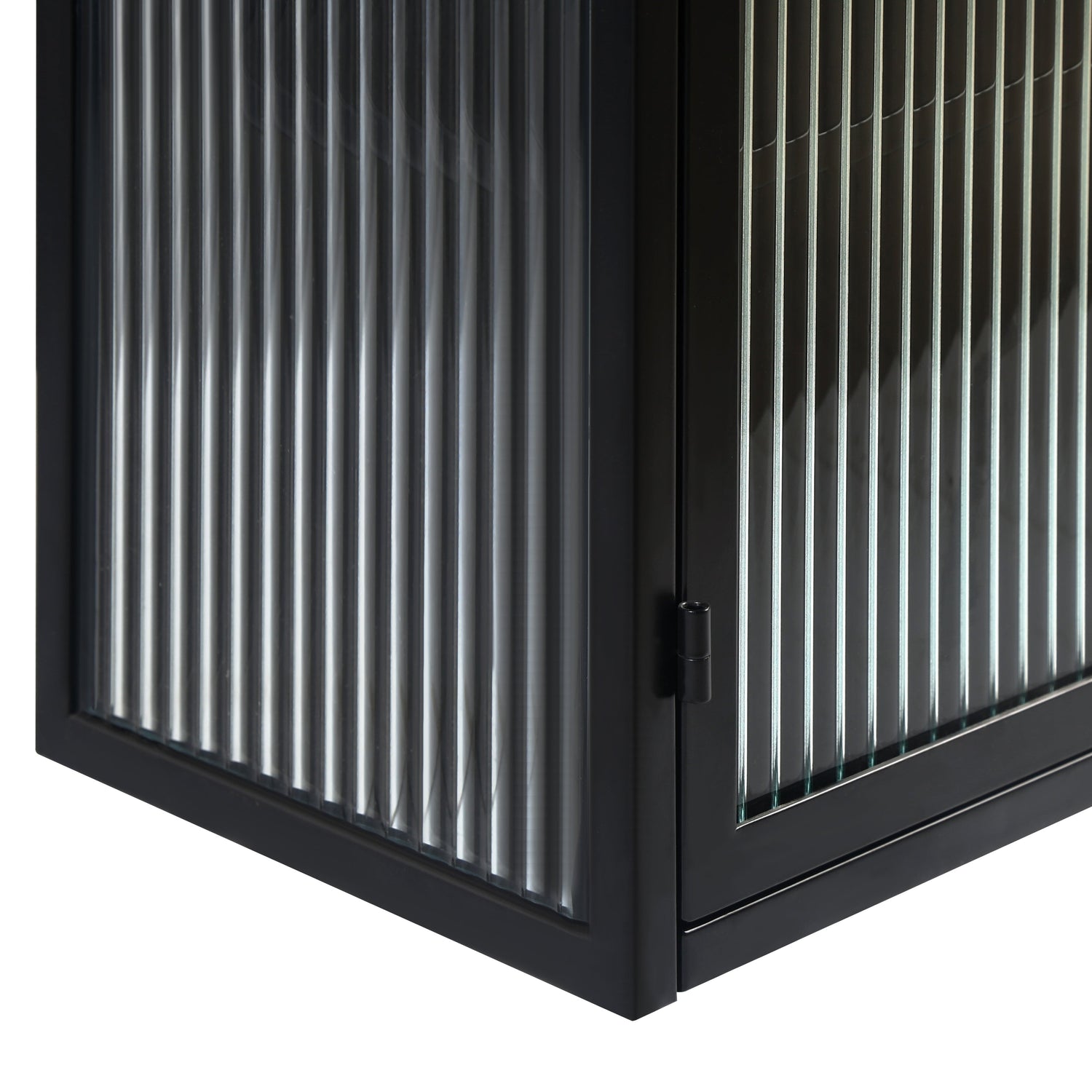27.56"Glass Doors Modern Two-door Wall Cabinet with Featuring Three-tier Black