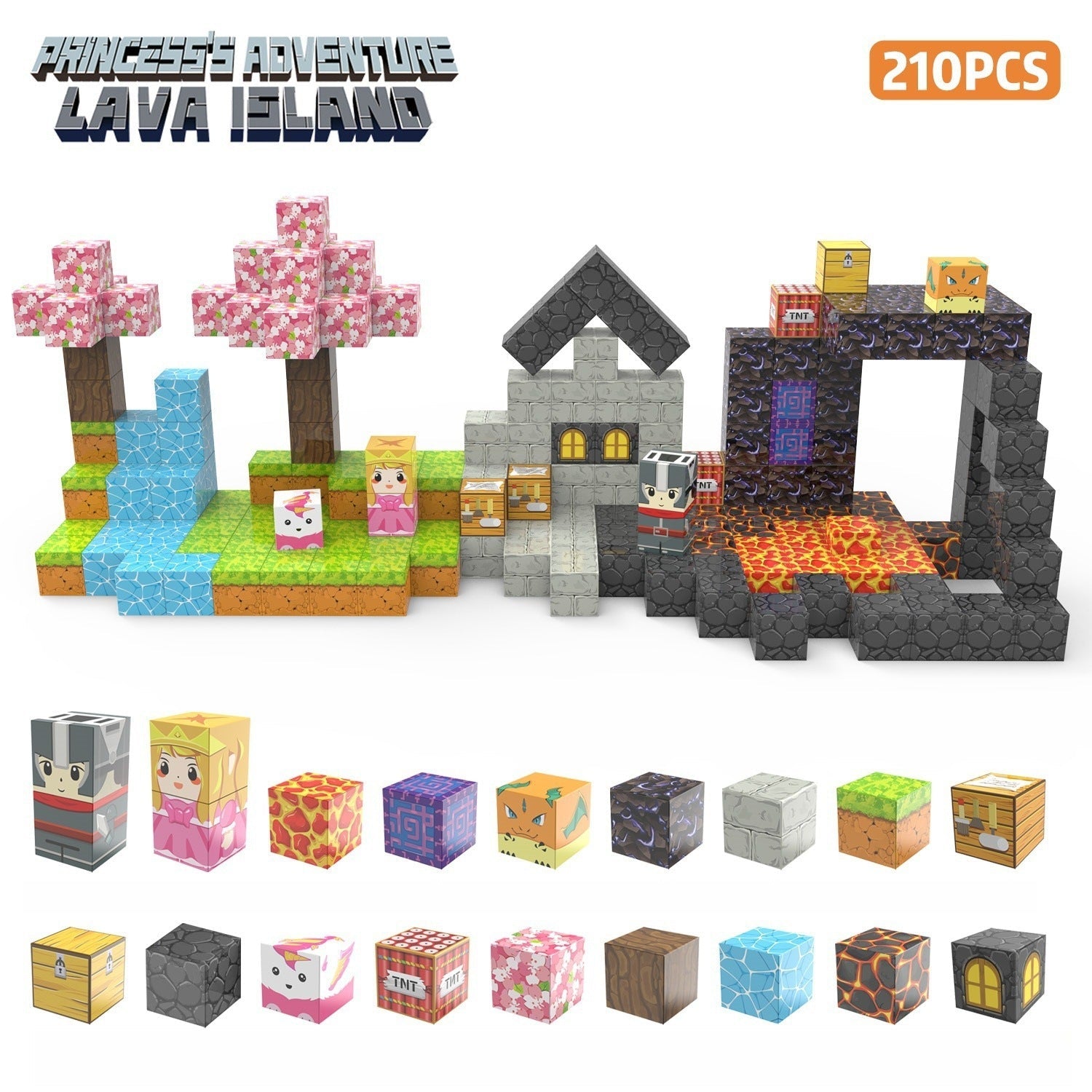 My Building World Magnetic Cube DIY Cherry Blossom Mountain Children&