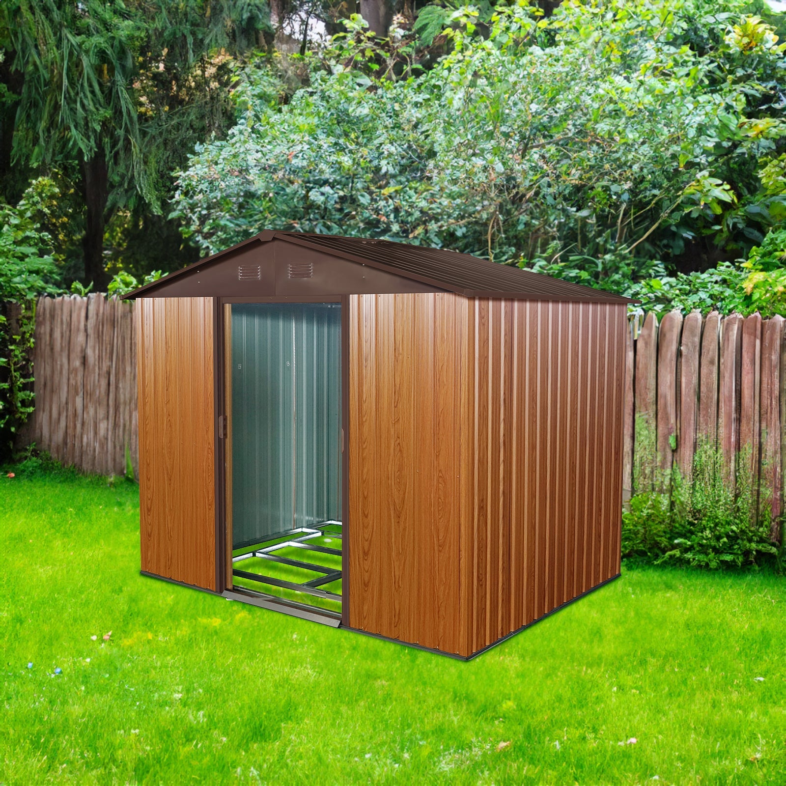7x8 ft Outdoor Portable Gazebo Storage Shelter Shed with 2 Roll up Zipper Doors &amp; Vents Carport