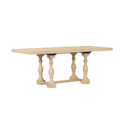 Traditional 6-Piece 78inch Trestle Extendable Dining Table Set with One 18inch Removable Leaf Padded Dining Chairs Bench,Natural