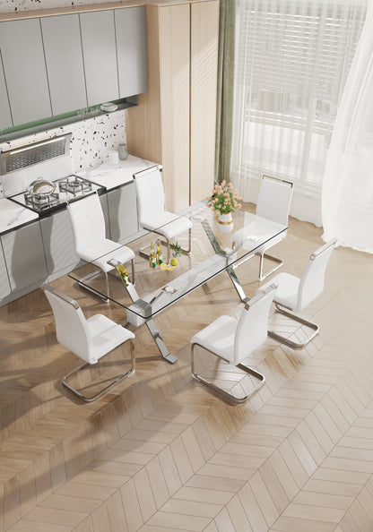 Dining table Modern tempered glass dining table 79 &
