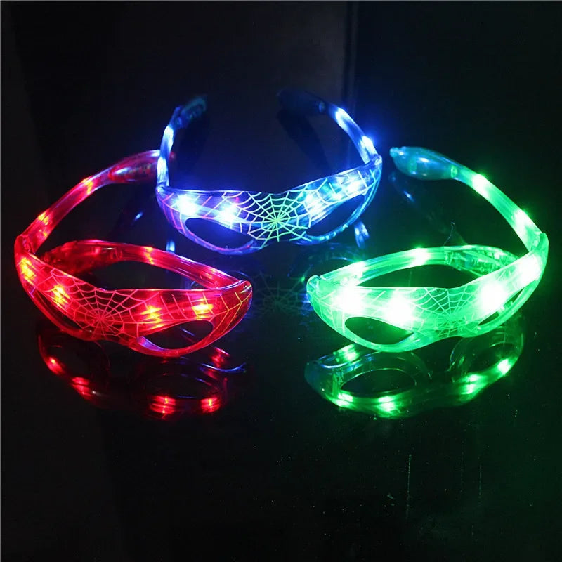 Disney Spiderman Glowing Glasses Marvel Anime Figure LED Flashing Glasses Sunglasses Cartoon Children&