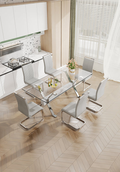 Dining table Modern tempered glass dining table 79 &