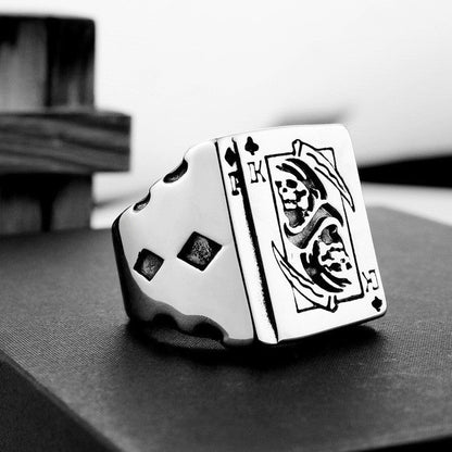Retro titanium steel ring Death ring Poker card creative ring Unisex ring sickle ring