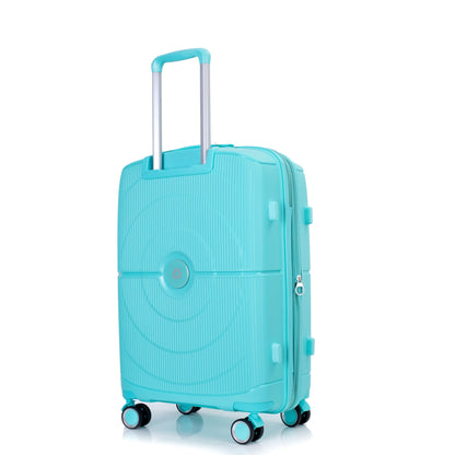 Expandable Hardshell Suitcase Double Spinner Wheels PP Luggage Sets Lightweight Durable 3-Piece Set (20/24/28) , Lake Blue