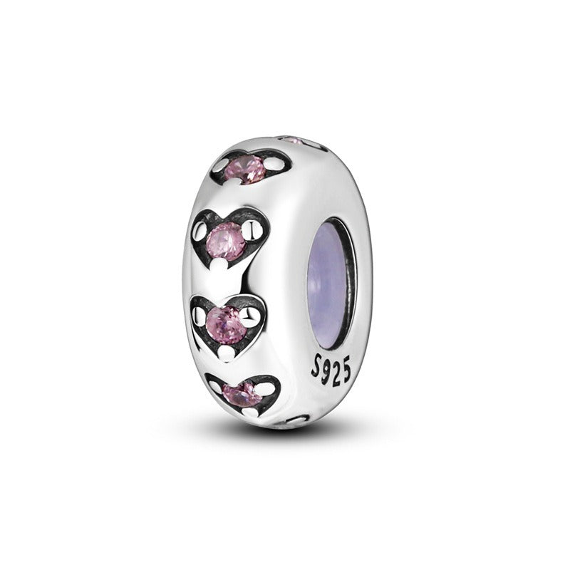 Copper plated S925 silver FOREVER colorful heart clip beads string DIY bracelet necklace