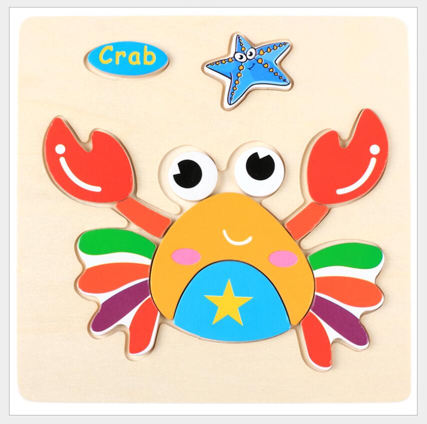 3D Puzzle Wooden Toys For Children Cartoon Animal Vehicle Wood Jigsaw Kids Baby Early Educational Learning Toy 