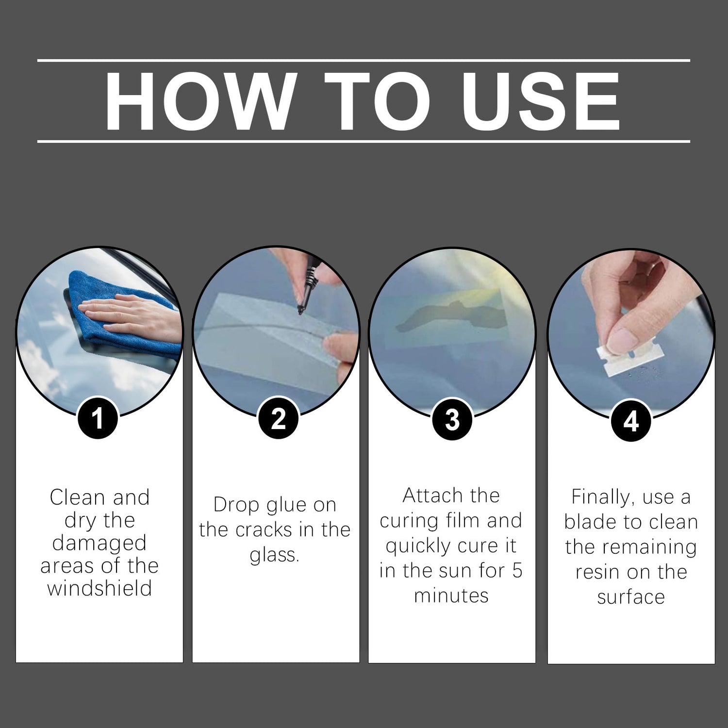 Car Windshield Repair Fluid Set, Car Front Windshield Repair Cracks Clear Vision