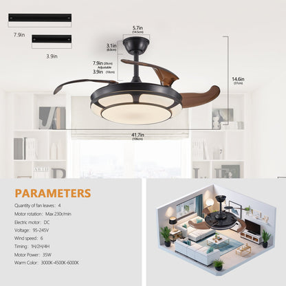 Retractable Invisible Ceiling Fan Light