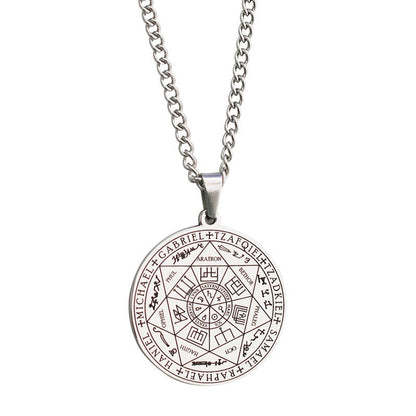 Stainless Steel Necklace Jewelry Seven Angels Magic Circle Pendant DIY Accessories Men&