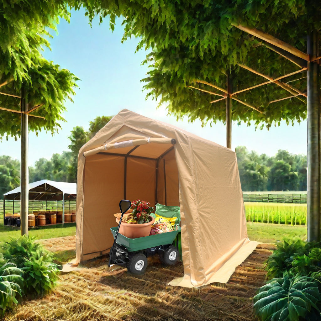7x12ft Outdoor Portable Gazebo Storage Shelter Shed with 2 Roll up Zipper Doors &amp; Vents Carport