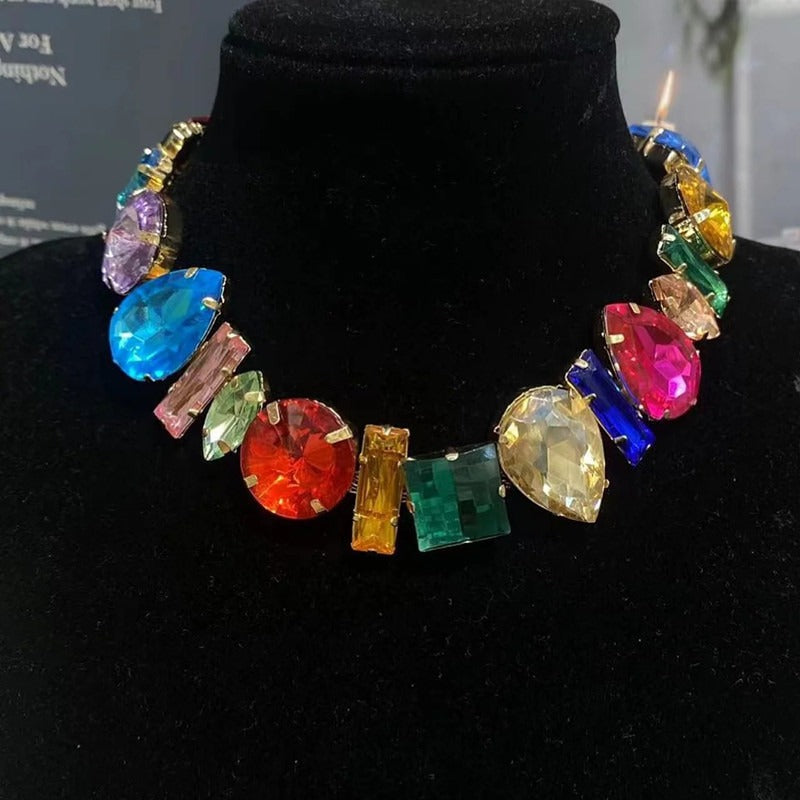 Simple Style Rhinestone Irregular Necklace Luxury Design Women&