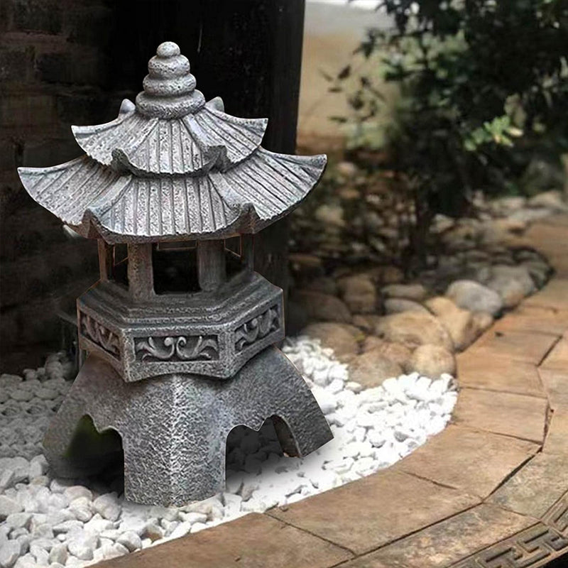 Solar-Powered Zen Garden Decor: Pagoda Lanterns &amp; Statues