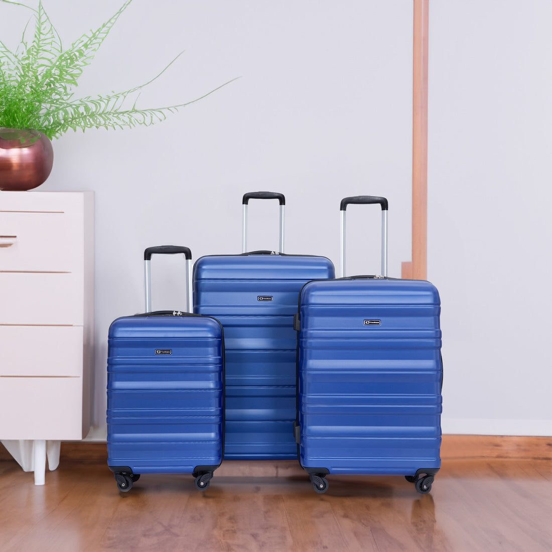 3 Piece Luggage Sets PC Lightweight &amp; Durable Expandable Suitcase with Two Hooks, Spinner Wheels, TSA Lock, (21/25/29) Dark Blue