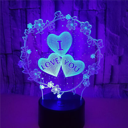 3D Lamp Pattern I LOVE YOU Valentine&