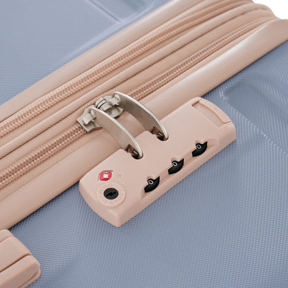 Luggage Sets New Model Expandable ABS Hardshell 3pcs Clearance Luggage (light blue and golden)