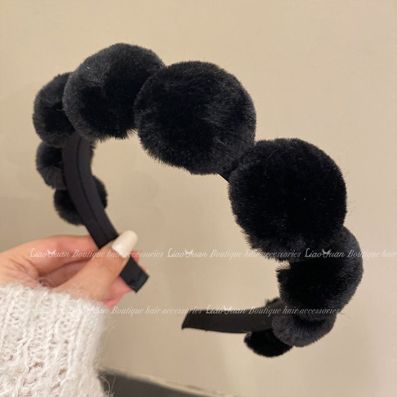 Retro plush hair hoop women&