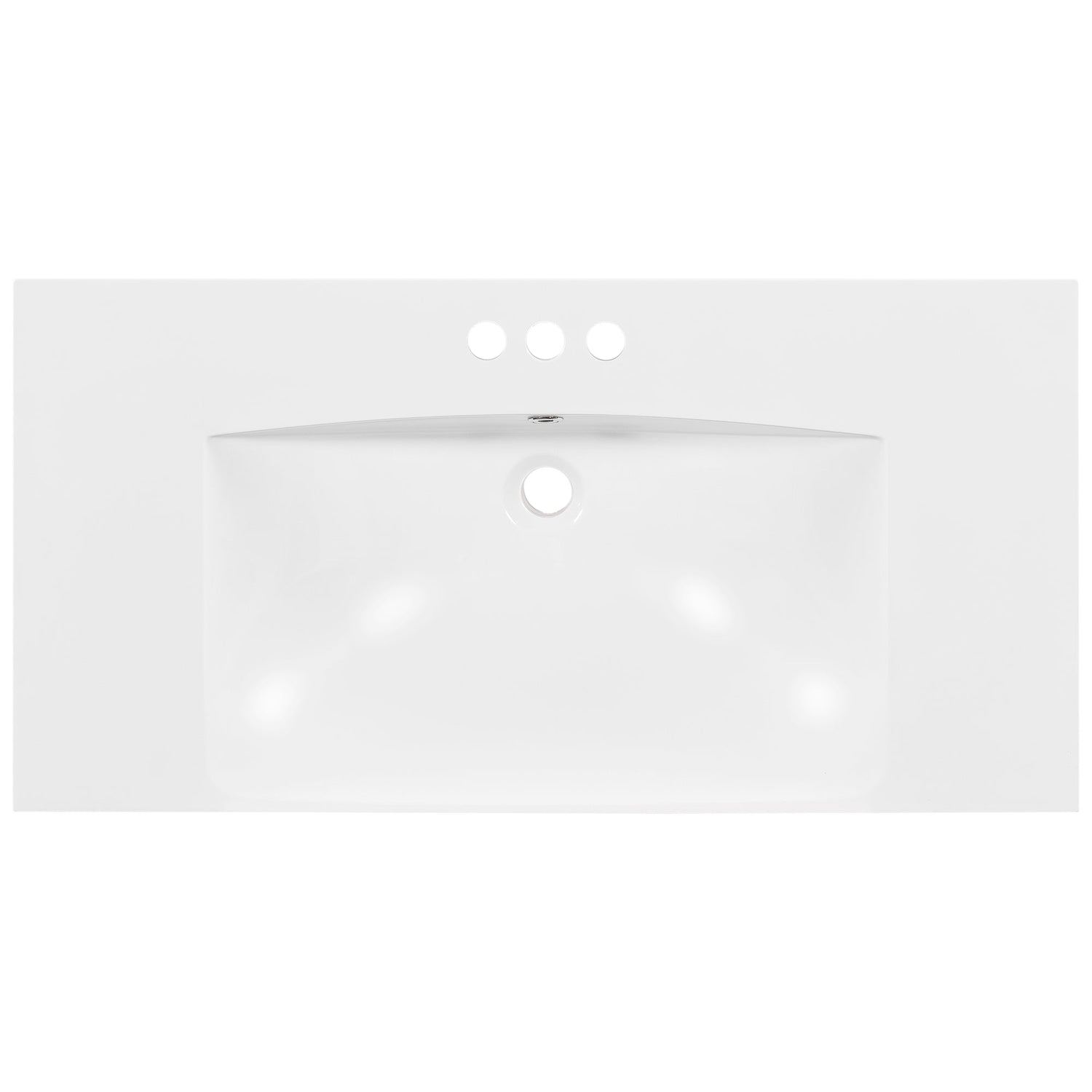 36" Single Bathroom Basin Sink, Vanity Top Only, 3-Faucet Holes, Resin