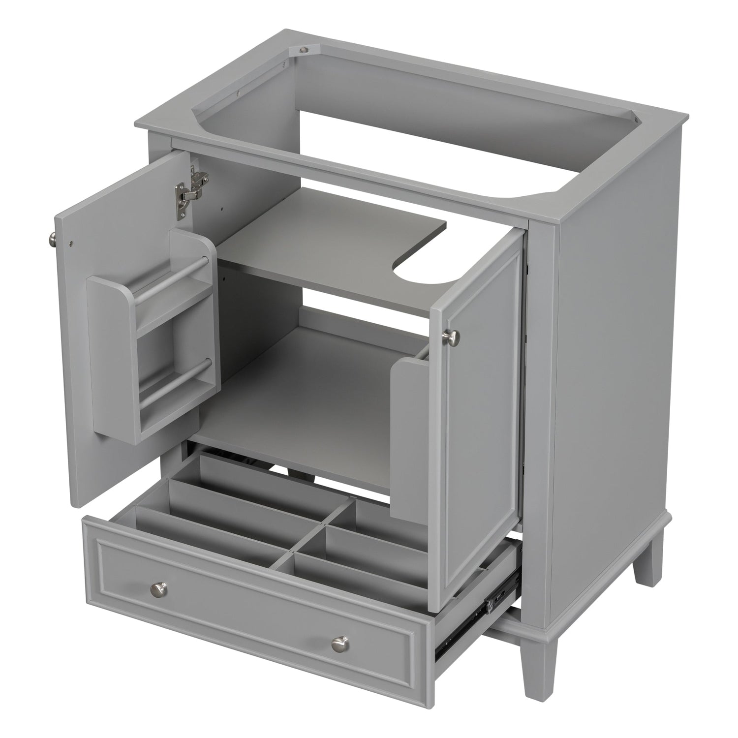 30 inch bathroom vanity no sink  base only gray