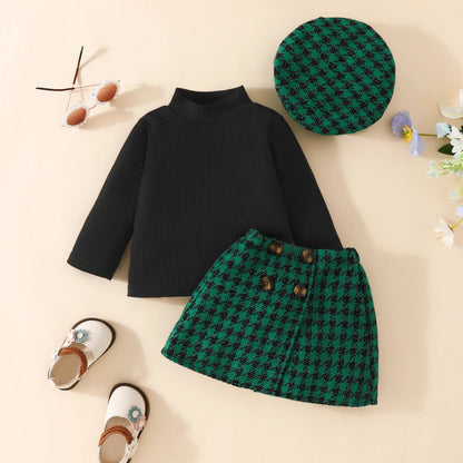 ma&amp;baby 6M-3Y Christmas Newborn Infant Toddler Baby Girl Clothes Sets Knit Long Sleeve Tops Plaid Skirts Hat Xmas Outfits D05