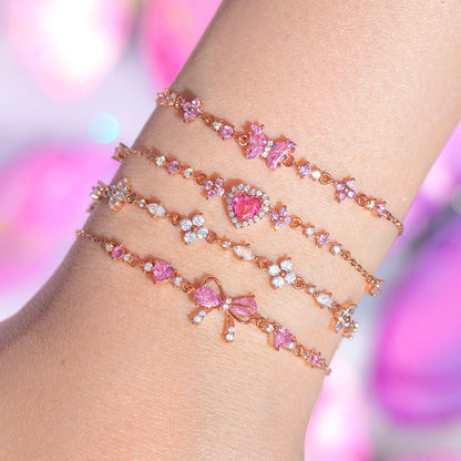 Ins Style Cute Sweet Bracelet Love Zircon Butterfly Festival Bracelet Women&